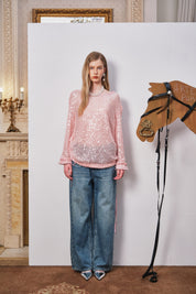 Pink Sequin Fishnet Cover-Up