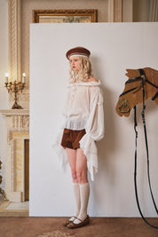Brown Flowers Corduroy Shorts
