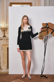 Black Colorblock Polo Dress