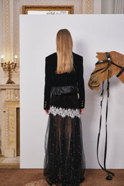 Black Velvet Bubble-Hem Jacket