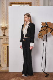 Black Shimmer Contrast Cropped Jacket