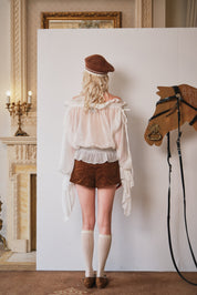 Brown Flowers Corduroy Shorts