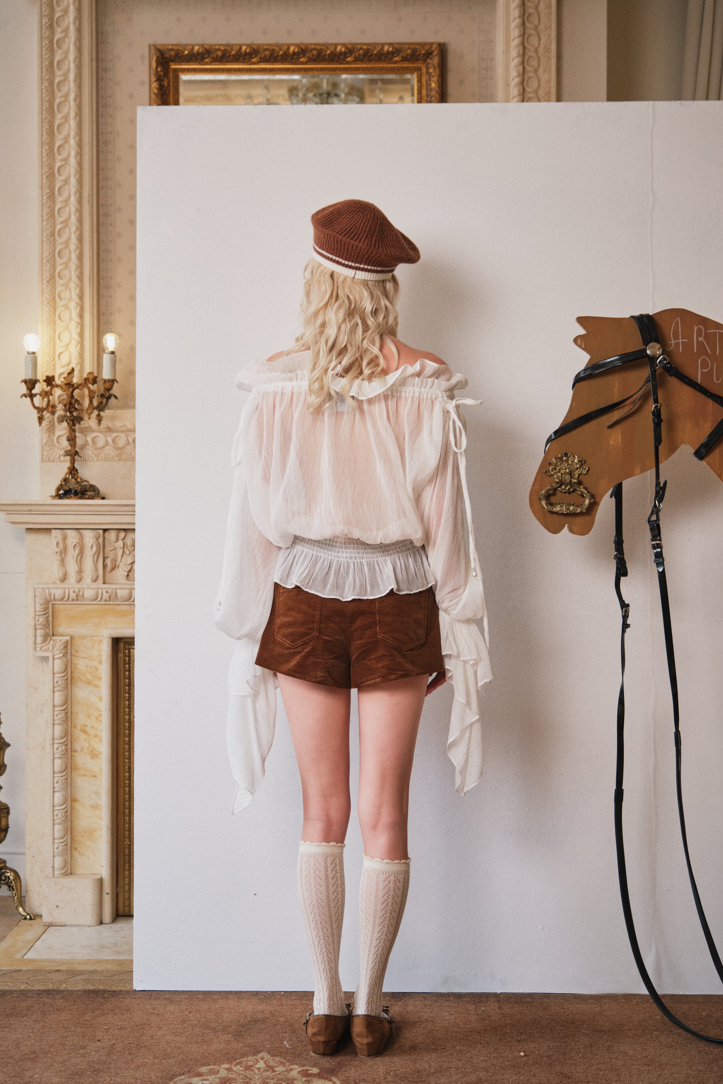 Brown Flowers Corduroy Shorts