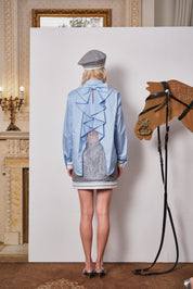 Blue Layered Back Lace Shirt