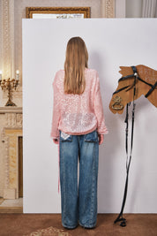 Pink Sequin Fishnet Cover-Up