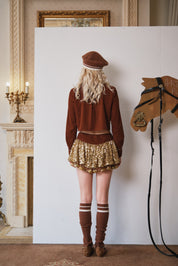 Brown Corduroy Sequin Puff Skirt