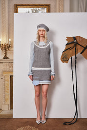 Light Blue Knit Faux-Layered Top