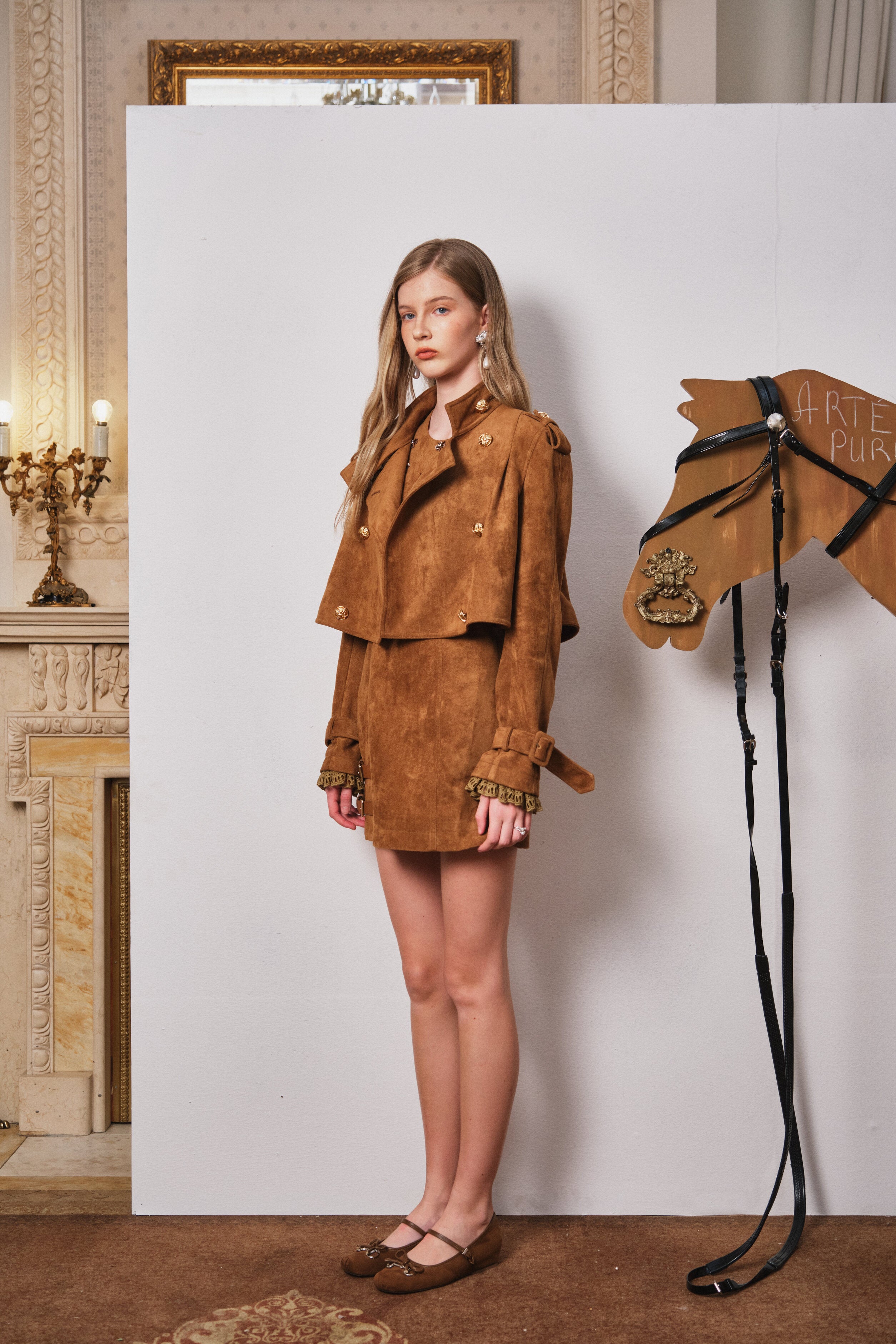 Brown Suede Belted Vest Dress