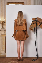Brown Suede Belted Vest Dress