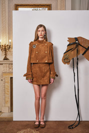 Brown Suede Belted Vest Dress