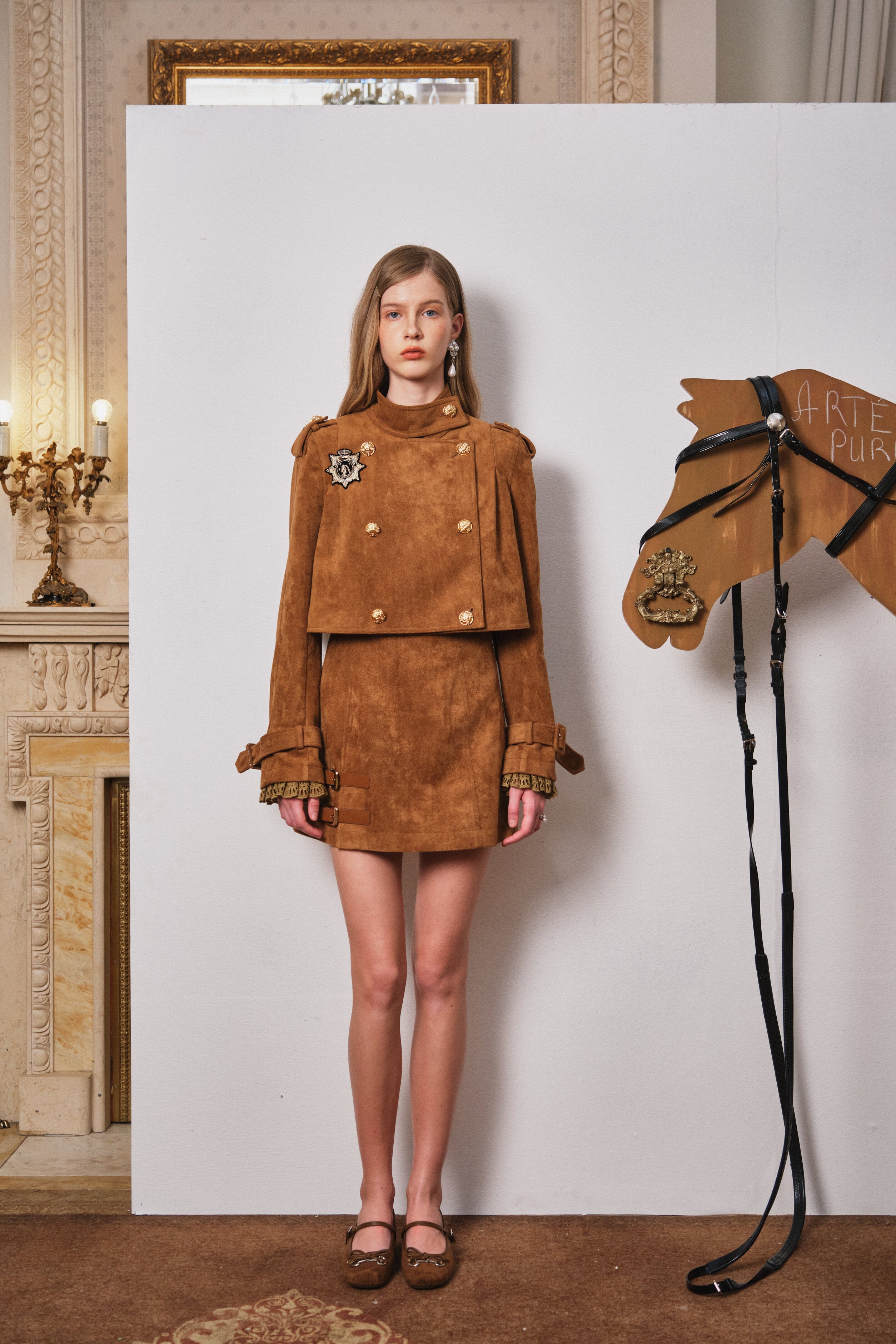 Brown Suede Belted Vest Dress