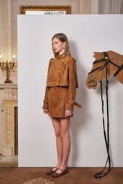 Brown Suede Belted Vest Dress