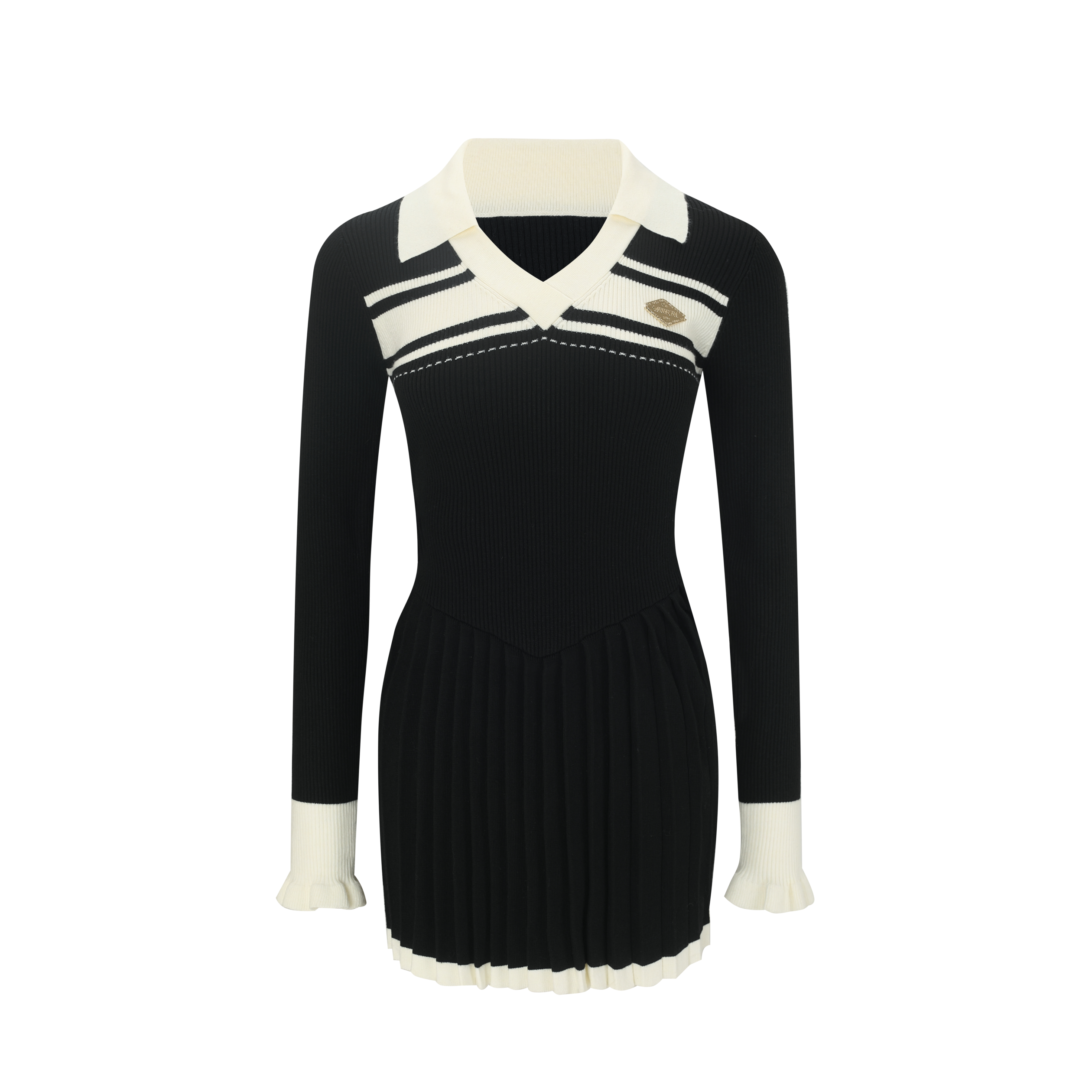 Arte Pura Black Colorblock Polo Dress ARTE PURA Arte Pura Black Colorblock Polo Dress ARTE PURA