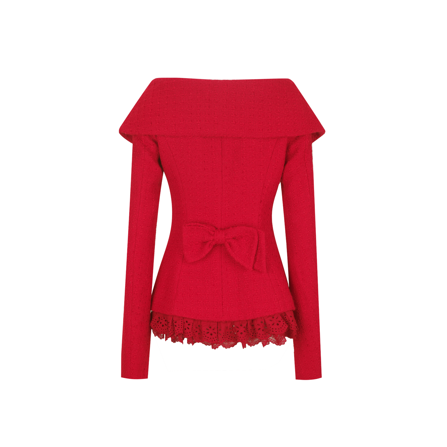 Red top with a bow detail on a white background