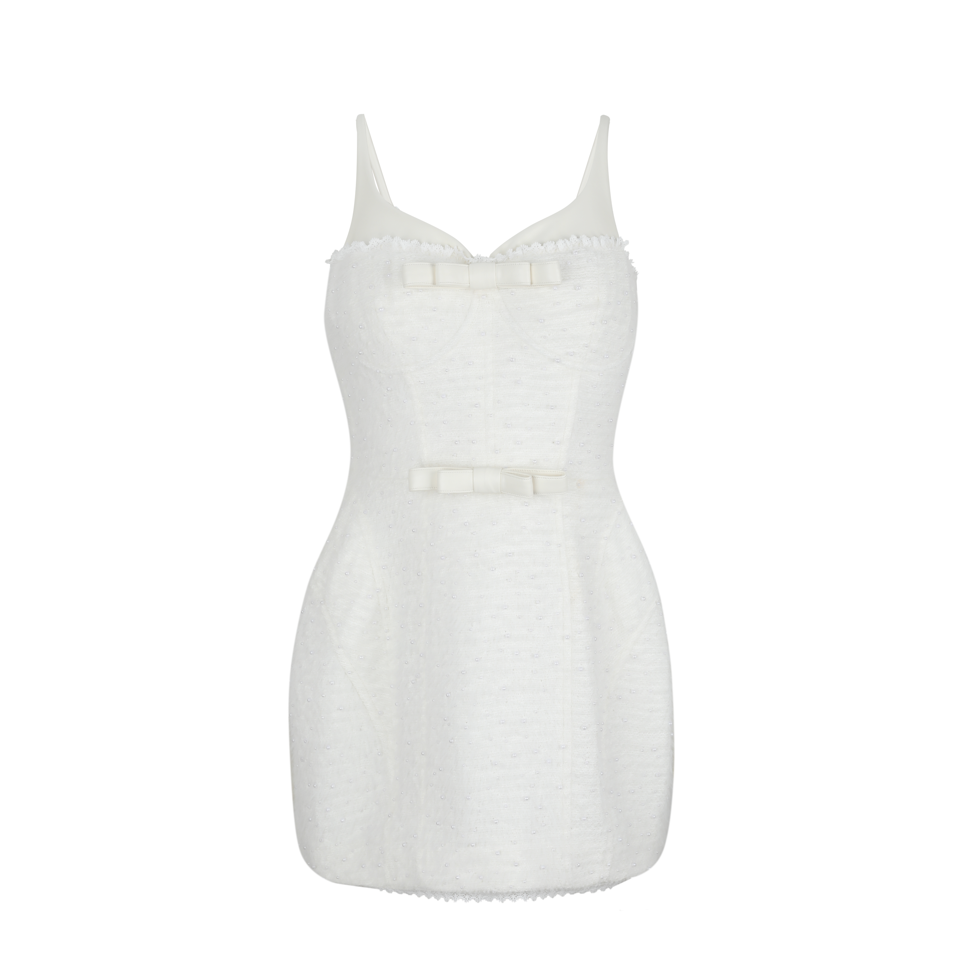 White lace-trimmed nightgown on a white background