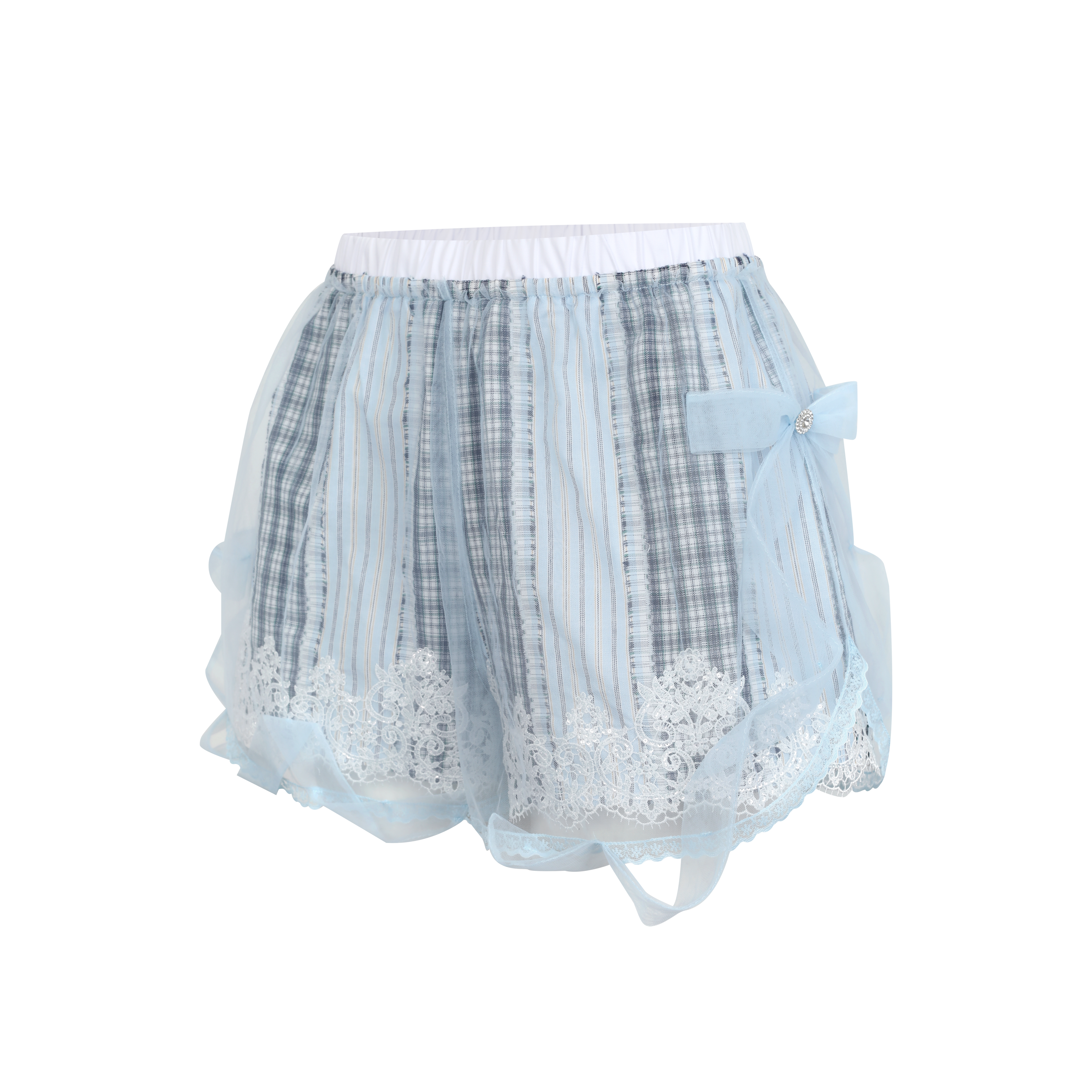 Light Blue Layered Mesh Shorts