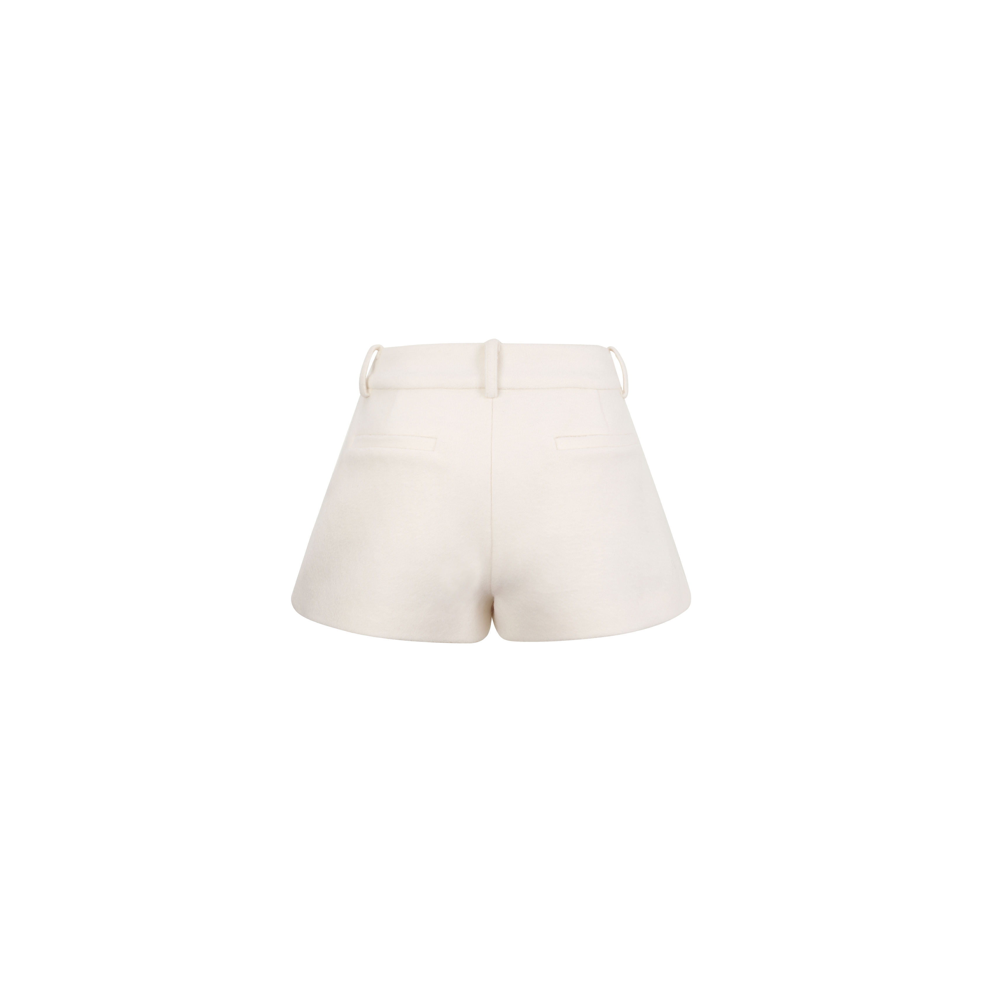 Ivory Pleated Wool Shorts