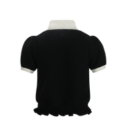 Black Lace Polo Top