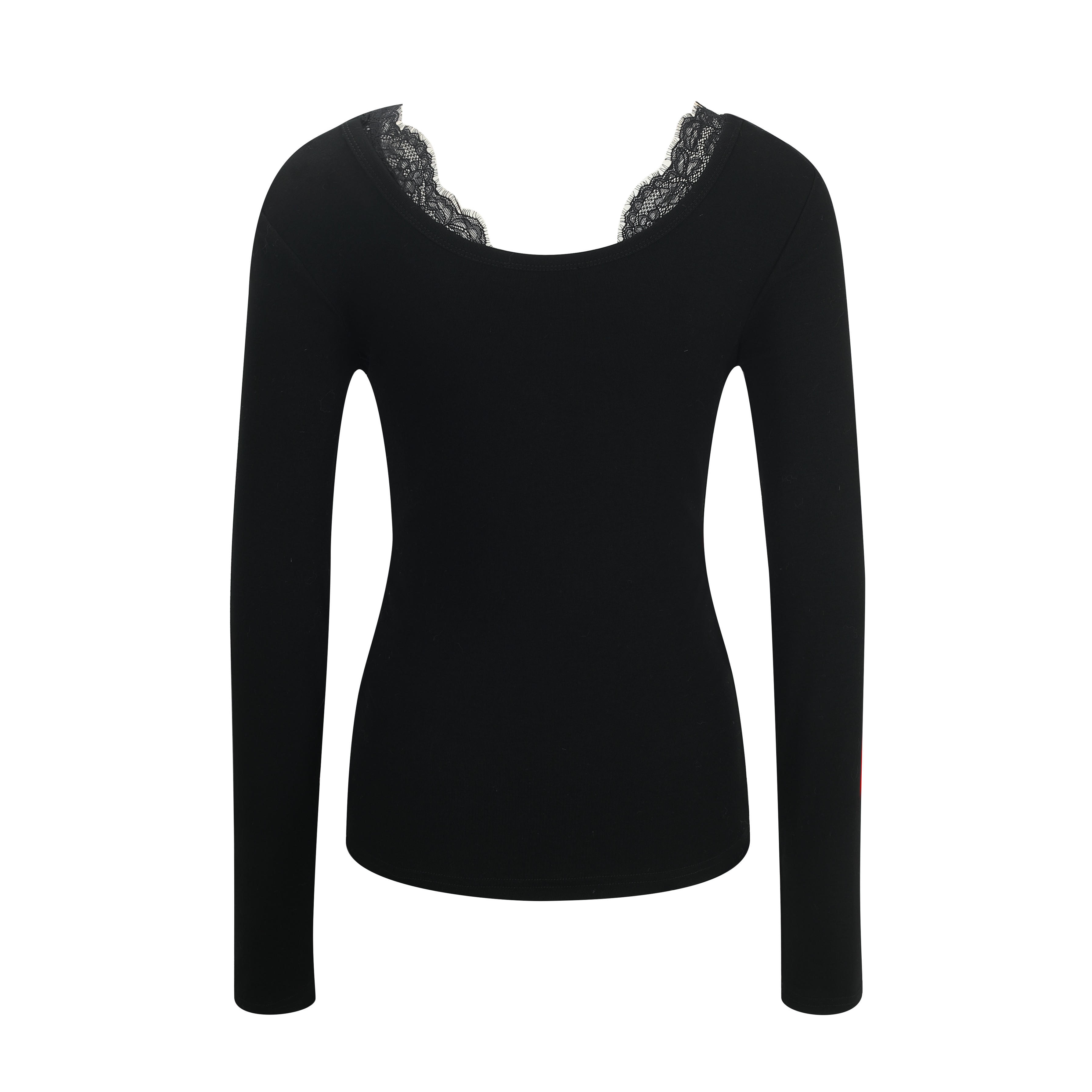 Black Lace-Trim Knit Top