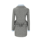 Gray Cable-Knit Bubble-Hem Faux-Layer Dress