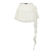 White Tiered Lace Ribbon Skirt