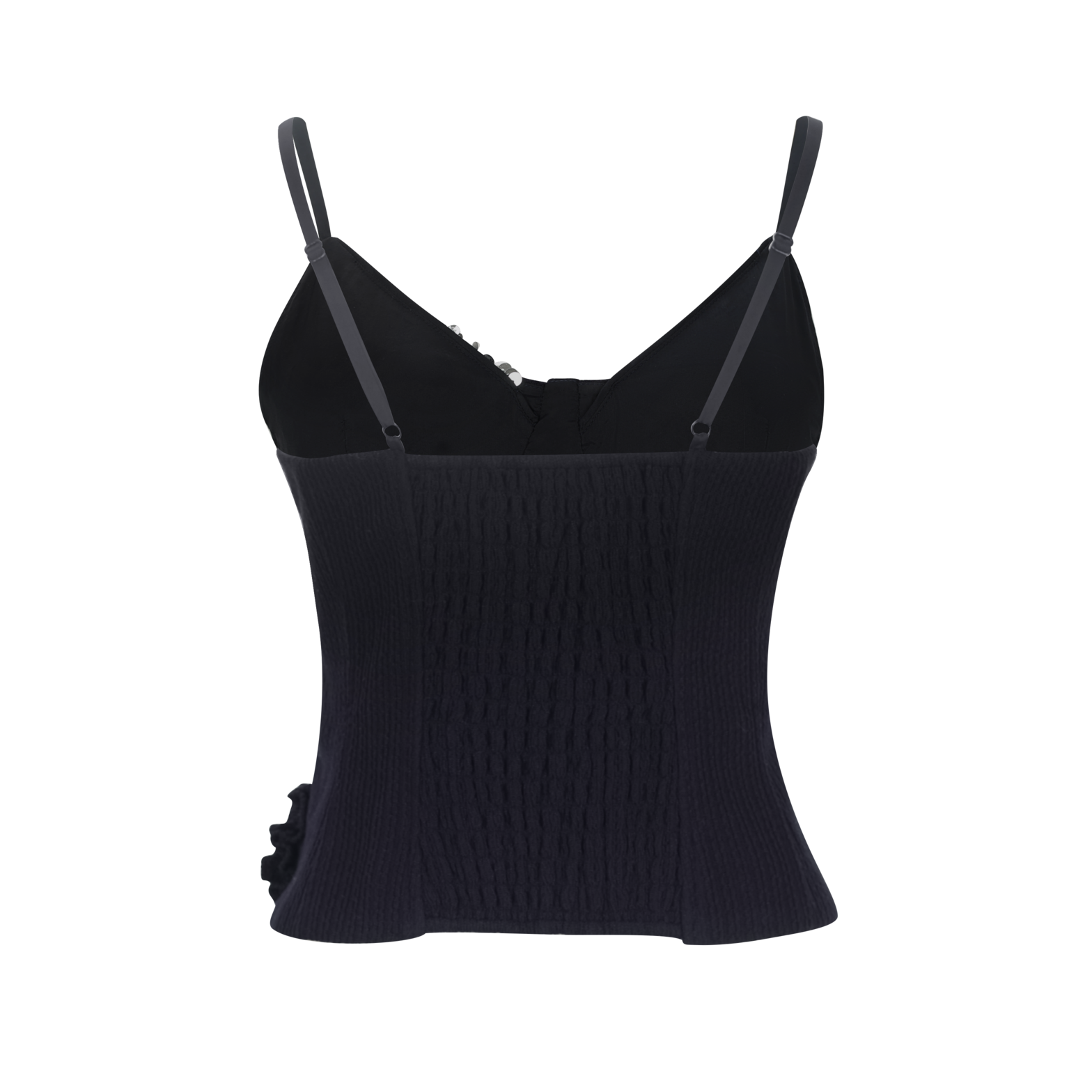 Navy Faux-Layer Knit Camisole with Sequin Panels