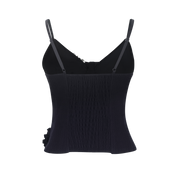 Navy Faux-Layer Knit Camisole with Sequin Panels
