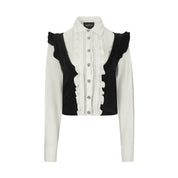 Black Contrast Lace Knit Shirt