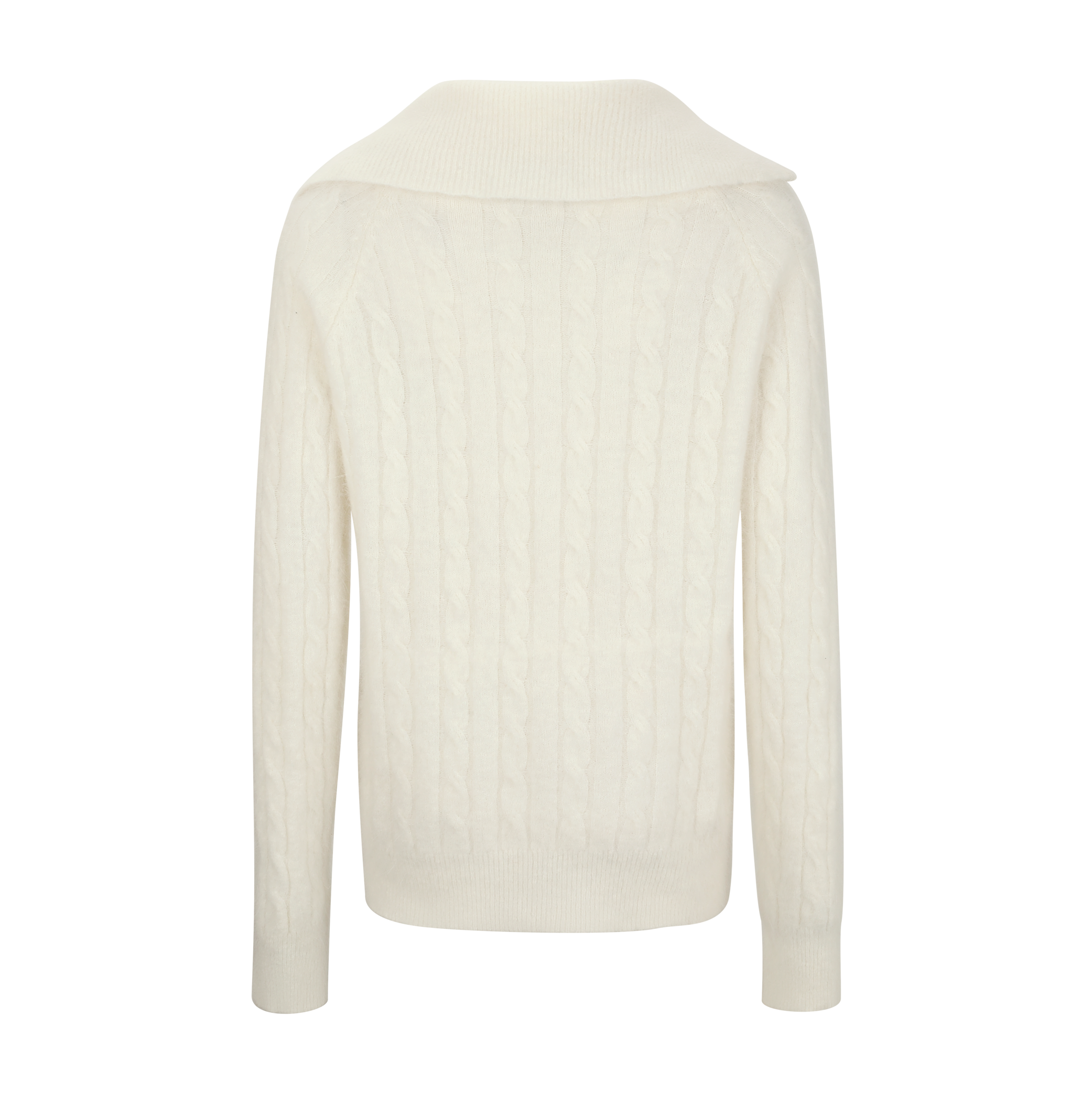 White Cable-Knit Badge Sweater