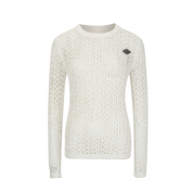 White Mesh Logo Patch Fishnet Top