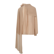 Light Brown Silk Floral Ribbon Blouse