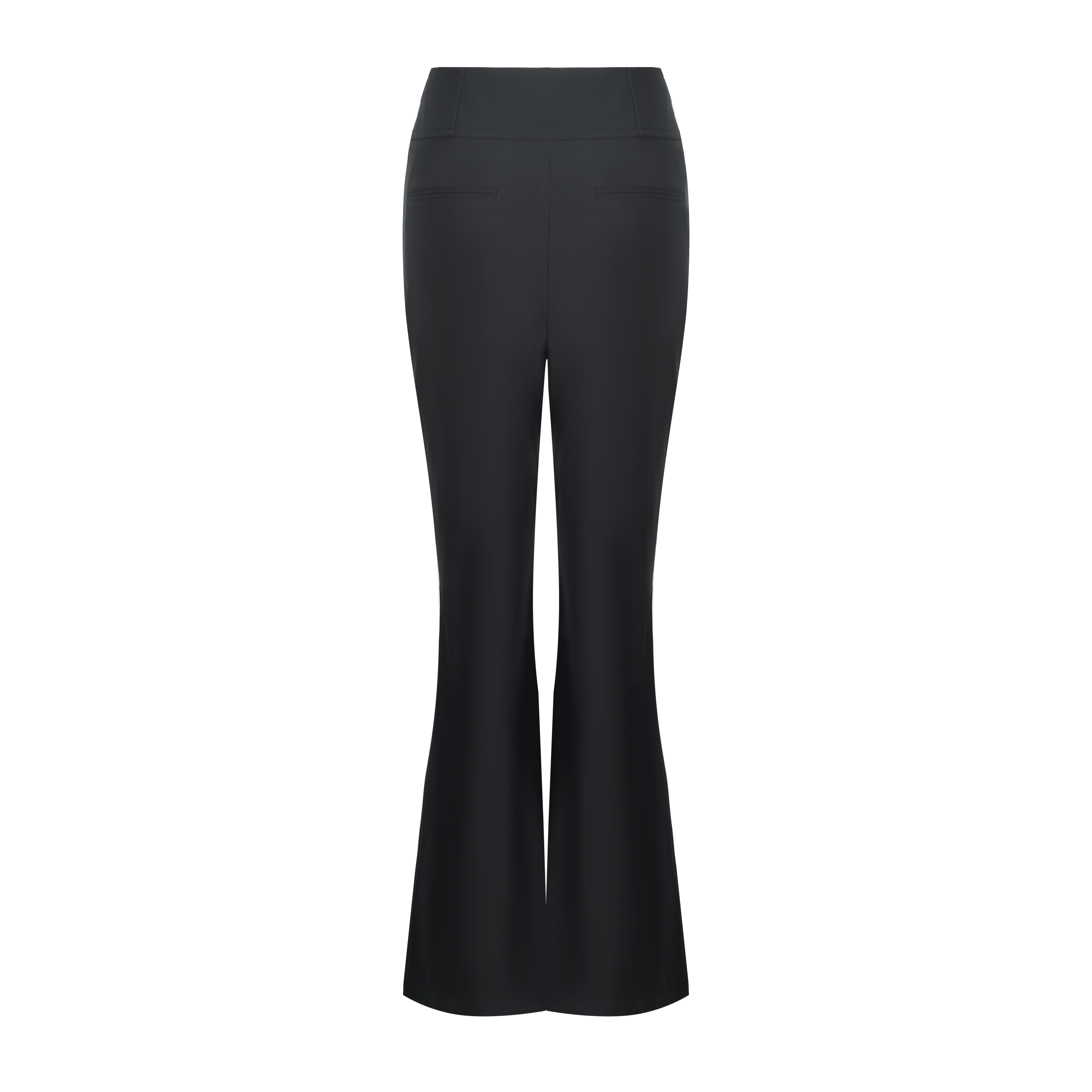 Black Lace Split Flared Pants with Belt Detail
