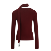 Red Fitted Twist-Front Long Sleeve Top