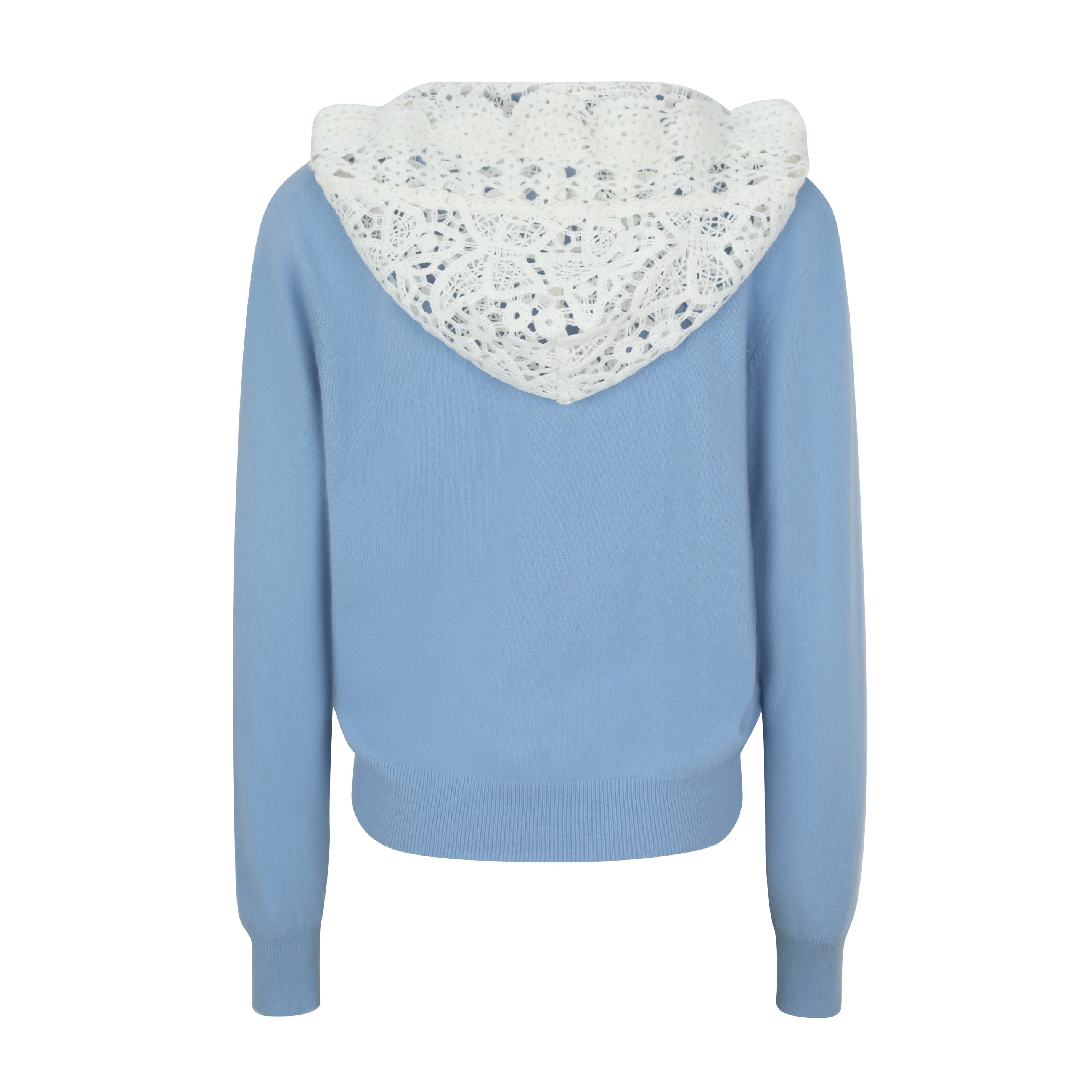 Layered Light Blue Lace Knit Hoodie