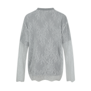 Gray Lace Detail Faux Layered Tee