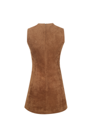 Brown Suede Belted Vest Dress