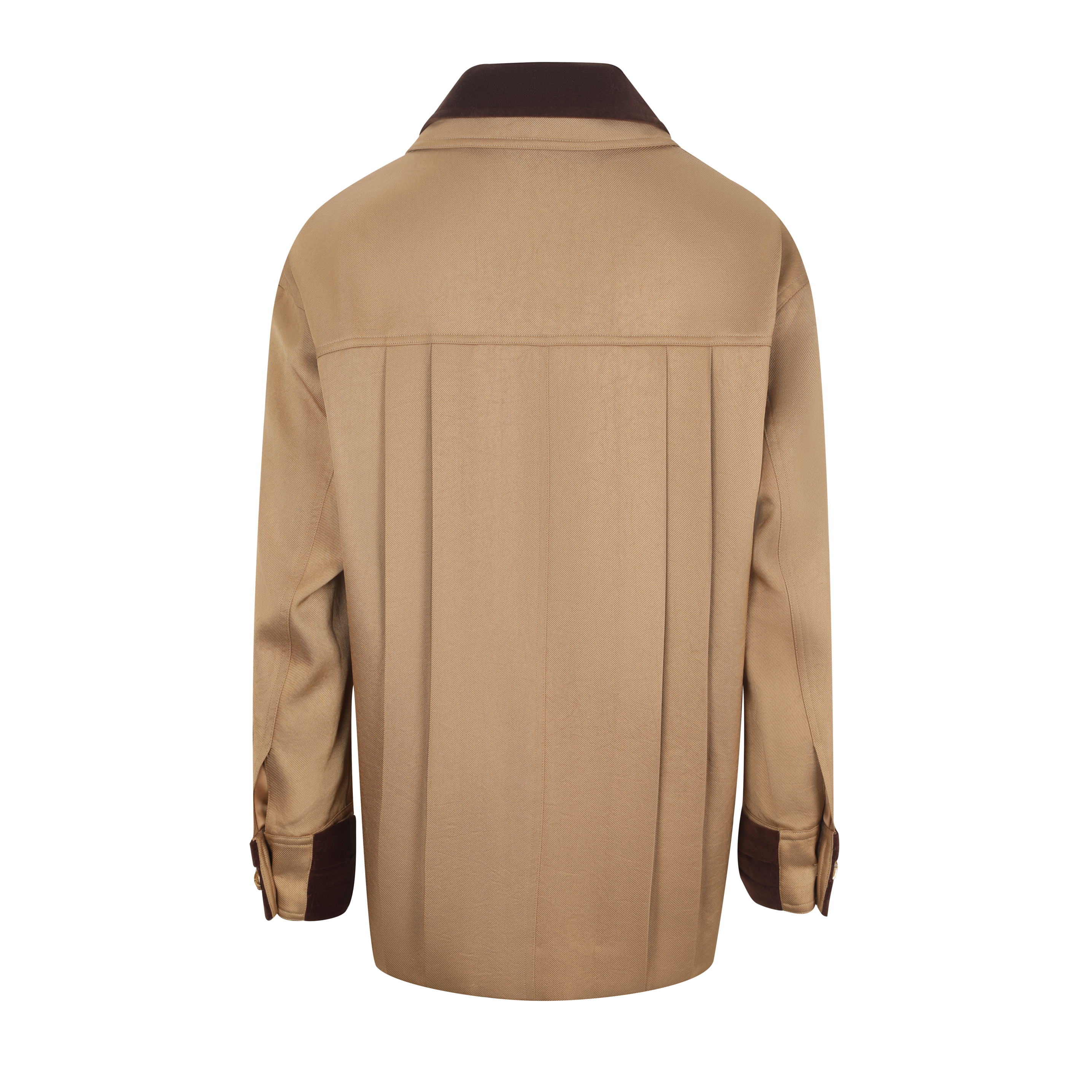 Light Coffee Faux-Layered Braided-Embroidery Barn Jacket