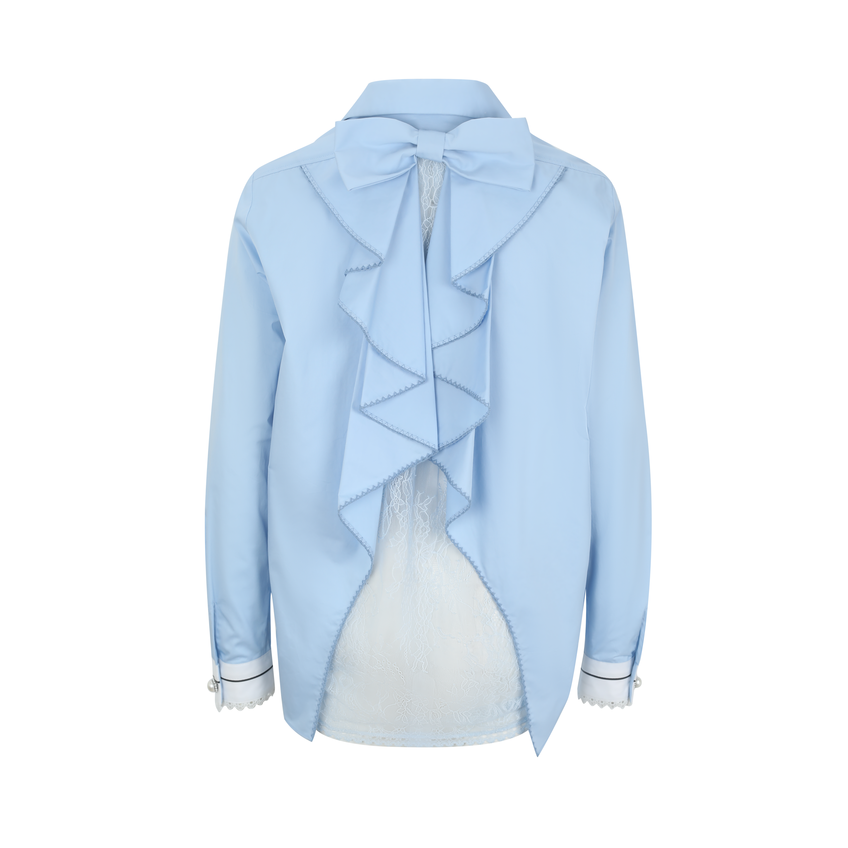 Blue Layered Back Lace Shirt