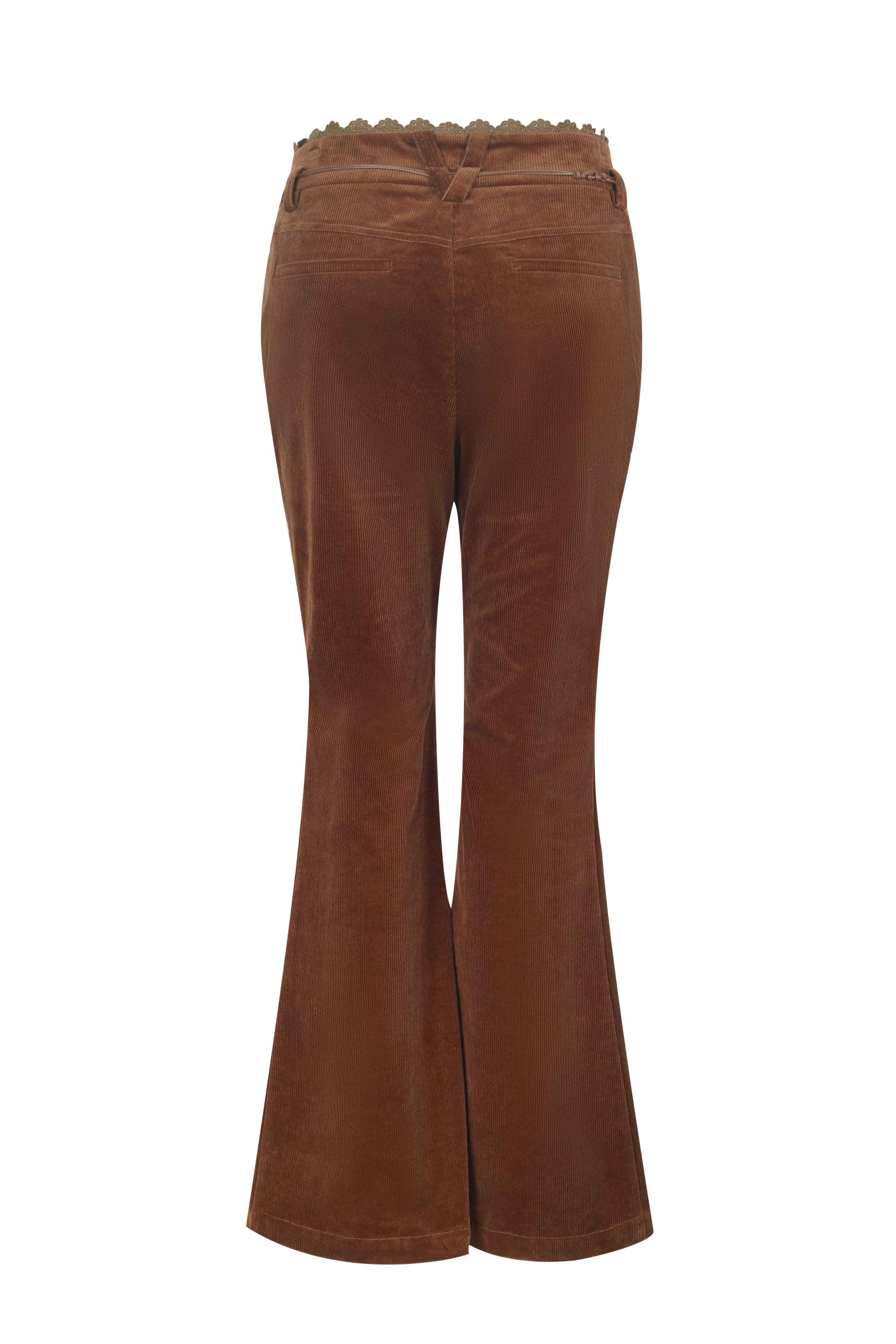 Brown Floral Corduroy Flared Pants