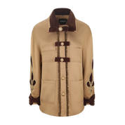 Beige jacket with brown accents on a white background