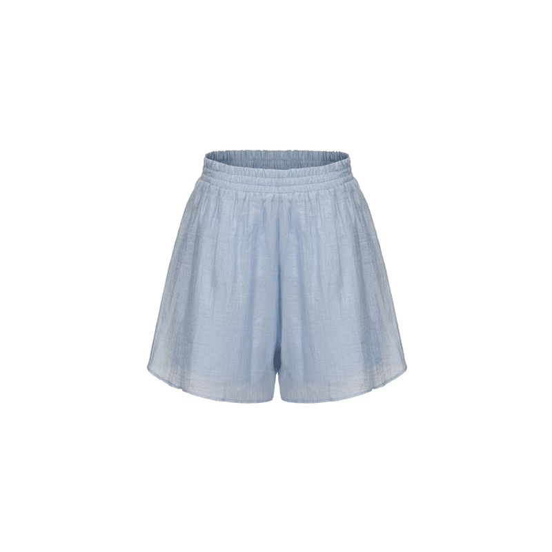 Blue Tencel Elastic A-Line Shorts